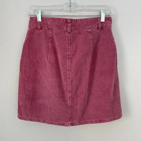 ROXY Womens Medium Unforgettable Fall Dusty Rose Corduroy Button Mini Skirt - Picture 6 of 11